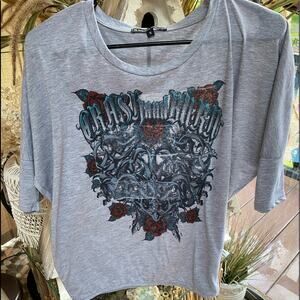 Crash and Burn Embellished Rose Shirt S